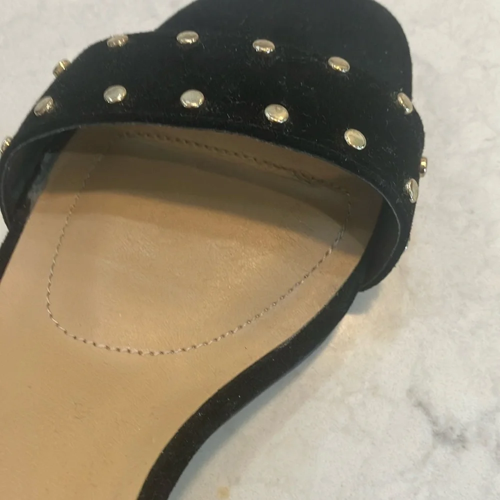 Chico's Black Suede Studded Women's Sandals Chunky Heel Sz‎ 7.5- W/ Box- EUC - Picture 5 of 11